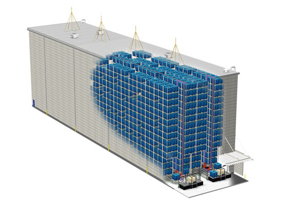 東京油槽株式会社殿　RB：自動倉庫のラック部分に、直接屋根や壁を取り付けた構造。